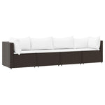 4 részes barna polyrattan kerti ülőgarnitúra párnákkal 2