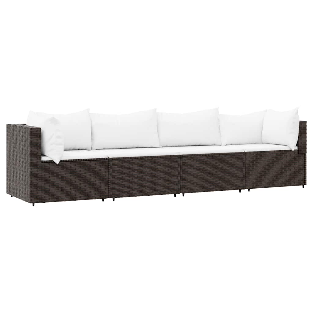 4 részes barna polyrattan kerti ülőgarnitúra párnákkal 2