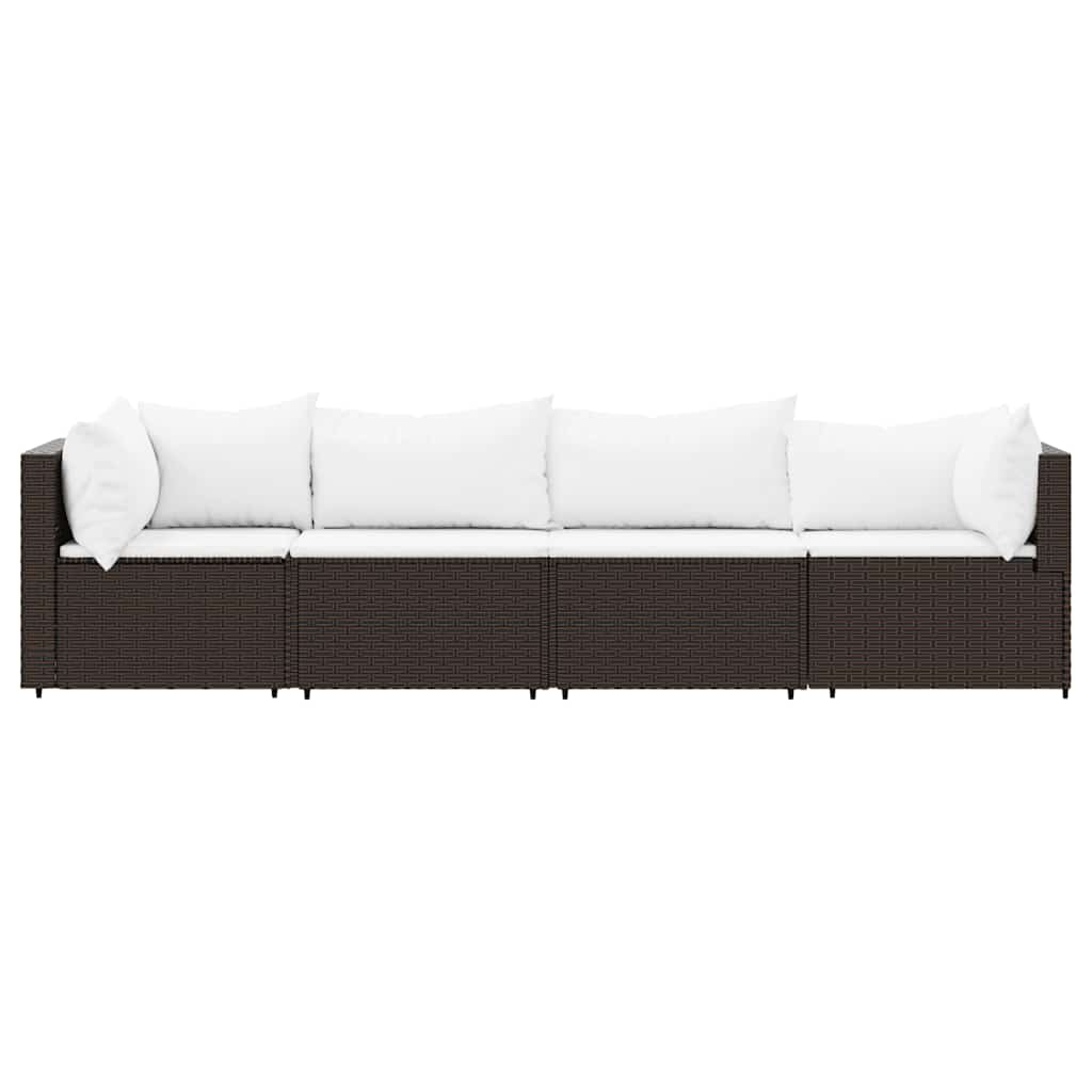 4 részes barna polyrattan kerti ülőgarnitúra párnákkal 3