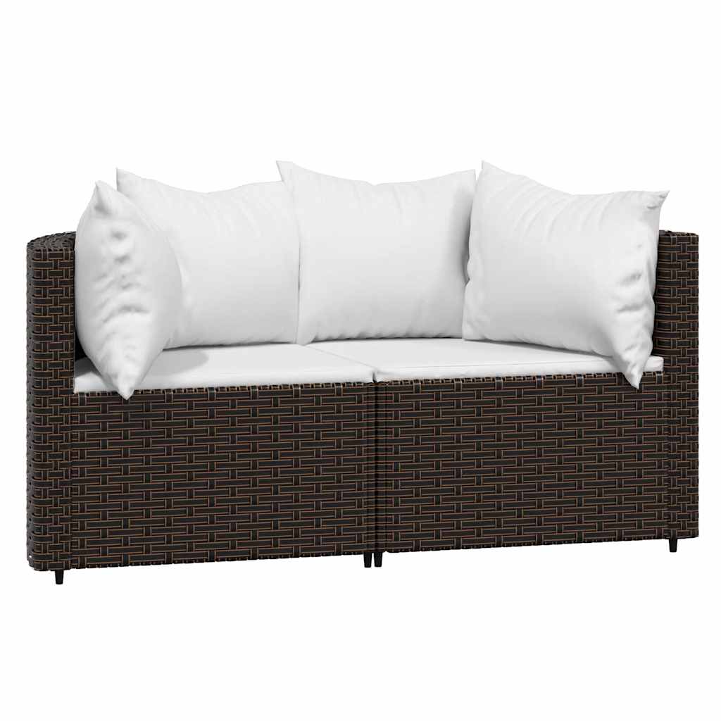 3 részes barna polyrattan kerti ülőgarnitúra párnával 3