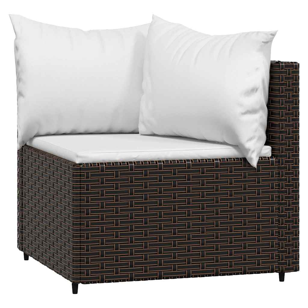 3 részes barna polyrattan kerti ülőgarnitúra párnával 4