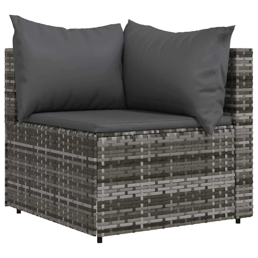 3 részes szürke polyrattan kerti ülőgarnitúra párnákkal 4