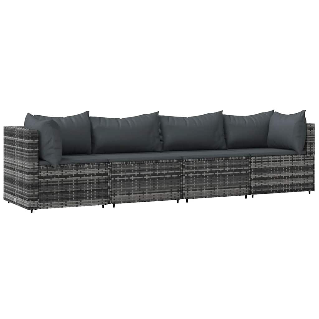 4 részes szürke polyrattan kerti ülőgarnitúra párnákkal 2