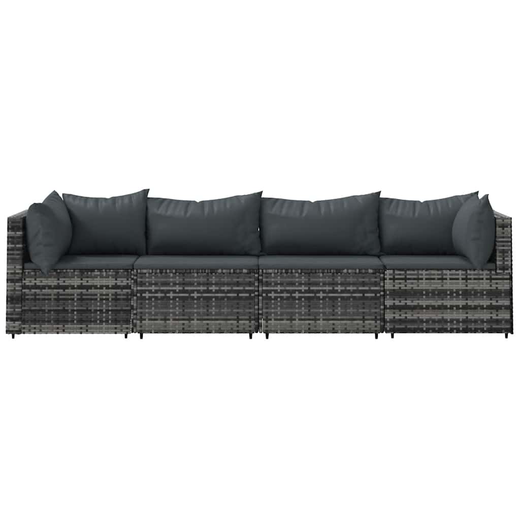 4 részes szürke polyrattan kerti ülőgarnitúra párnákkal 3