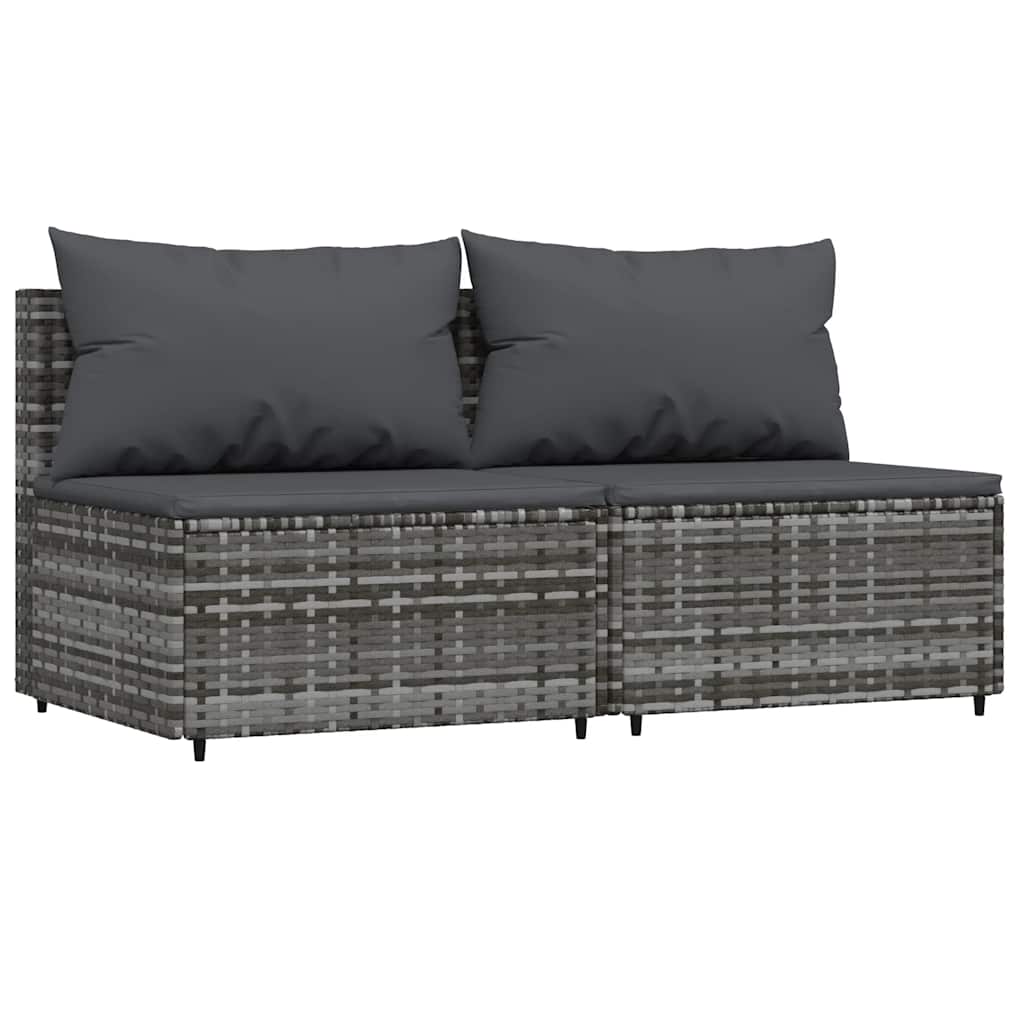 3 részes szürke polyrattan kerti ülőgarnitúra párnákkal 3
