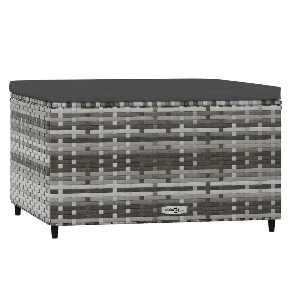 2 db szürke polyrattan kerti lábtartó párnával 3