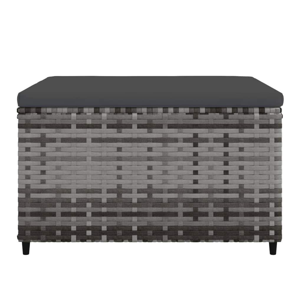 2 db szürke polyrattan kerti lábtartó párnával 4