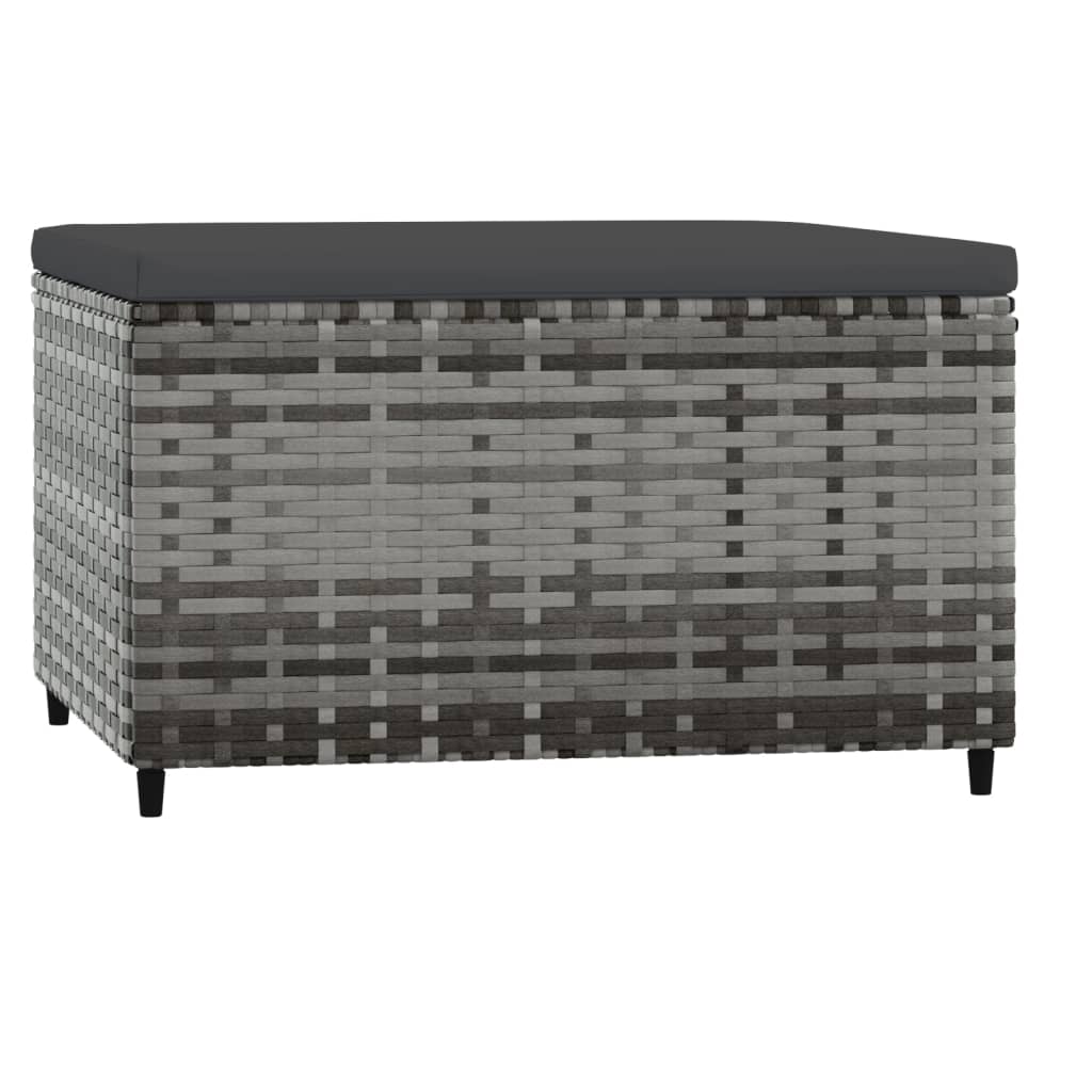 2 db szürke polyrattan kerti lábtartó párnával 6