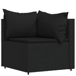 3 részes fekete polyrattan kerti ülőgarnitúra párnákkal 4