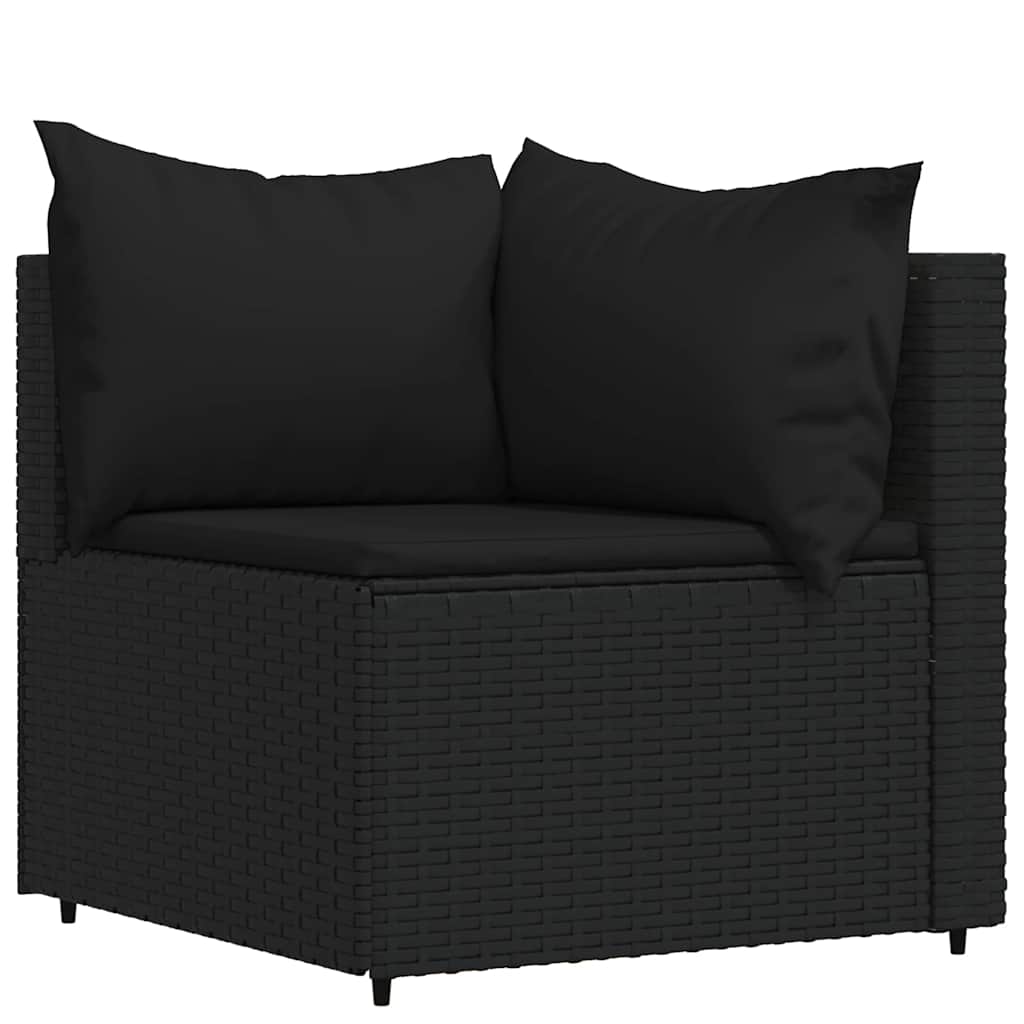 3 részes fekete polyrattan kerti ülőgarnitúra párnákkal 4