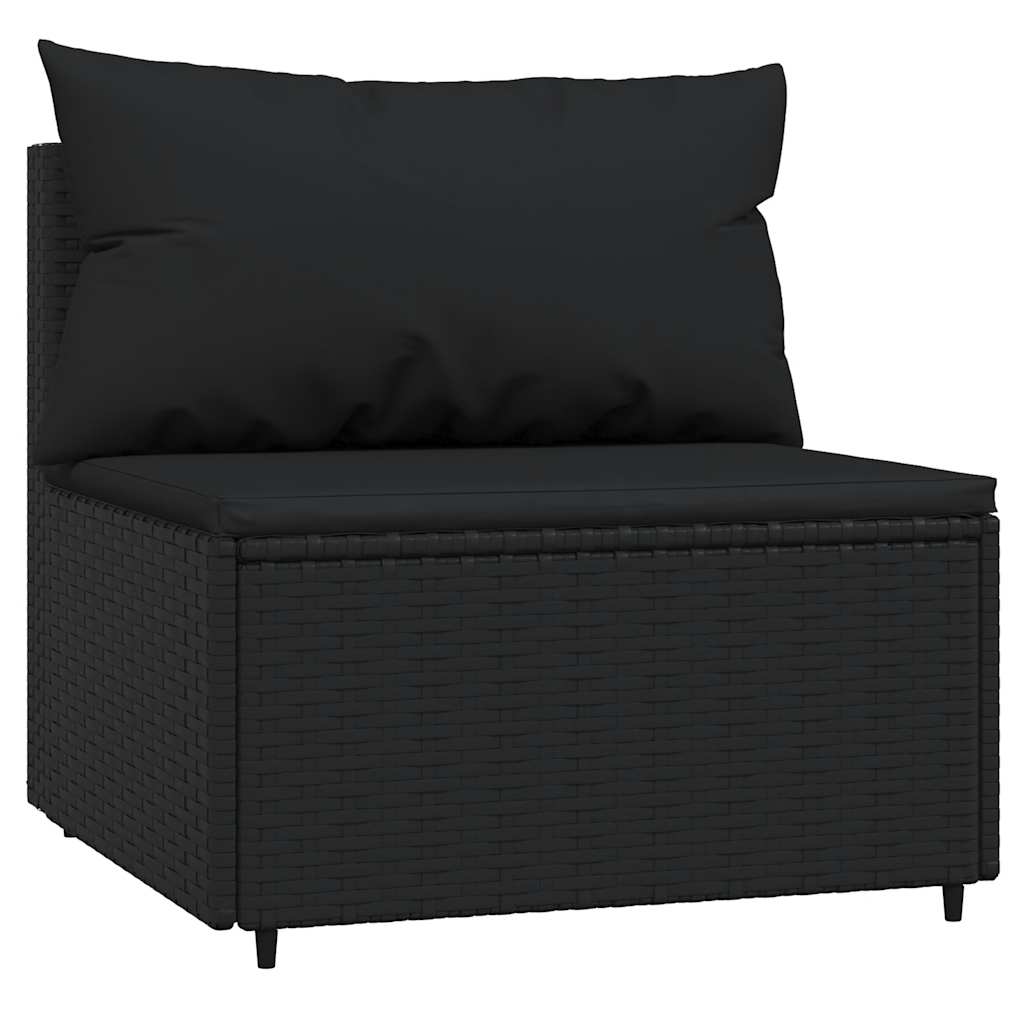 3 részes fekete polyrattan kerti ülőgarnitúra párnákkal 5