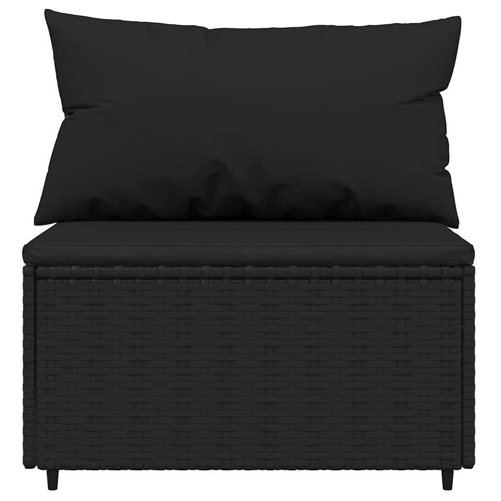 3 részes fekete polyrattan kerti ülőgarnitúra párnákkal 6