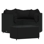 4 részes fekete polyrattan kerti ülőgarnitúra párnákkal 2