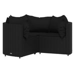 4 részes fekete polyrattan kerti ülőgarnitúra párnákkal 3