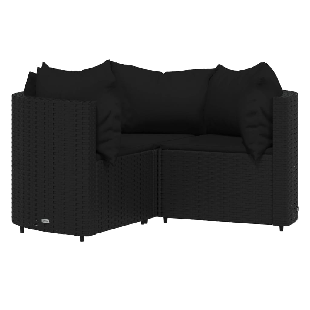 4 részes fekete polyrattan kerti ülőgarnitúra párnákkal 3
