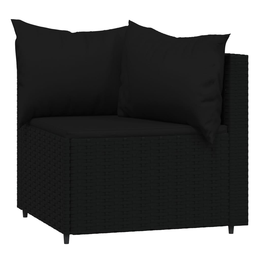 4 részes fekete polyrattan kerti ülőgarnitúra párnákkal 4