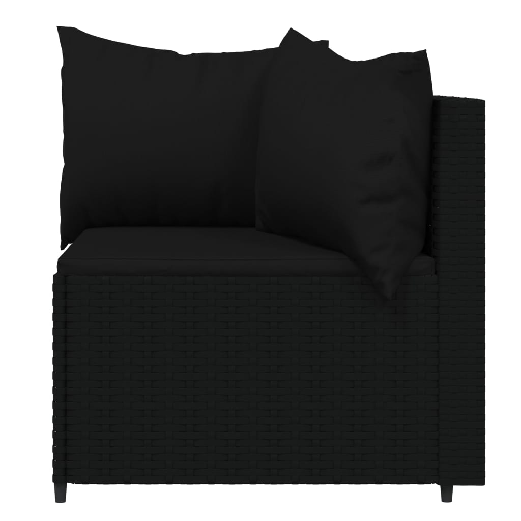 4 részes fekete polyrattan kerti ülőgarnitúra párnákkal 5