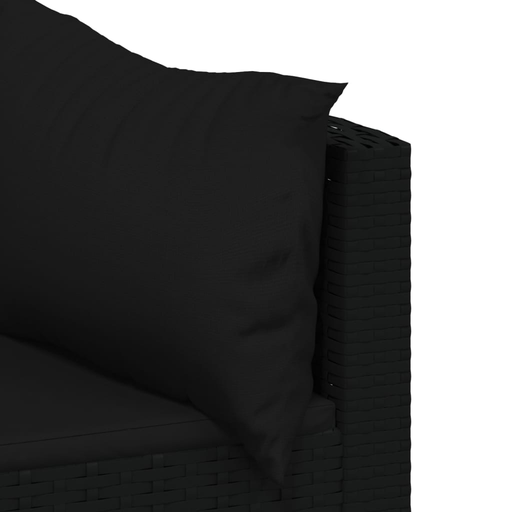 4 részes fekete polyrattan kerti ülőgarnitúra párnákkal 6