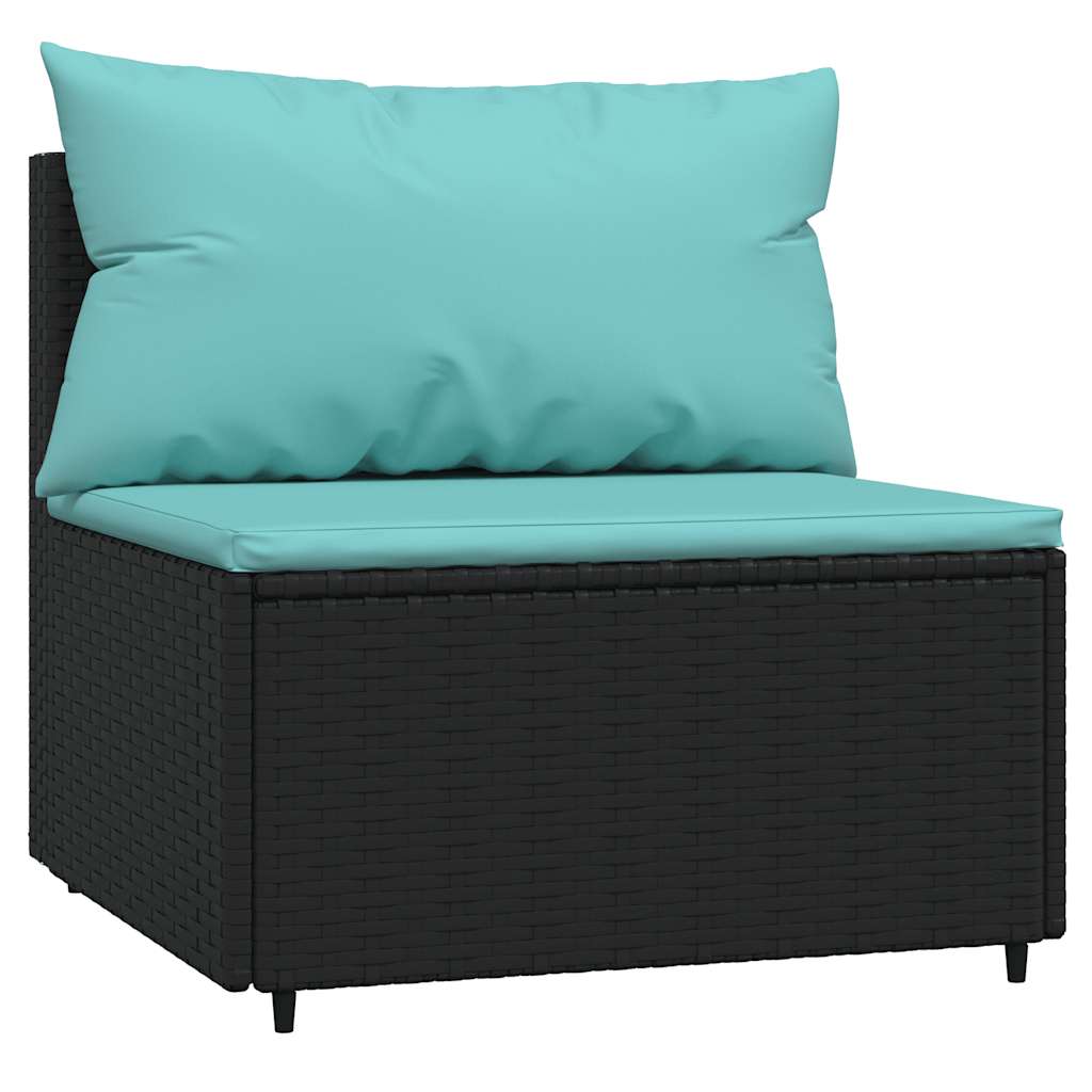 3 részes fekete polyrattan kerti ülőgarnitúra párnákkal 5