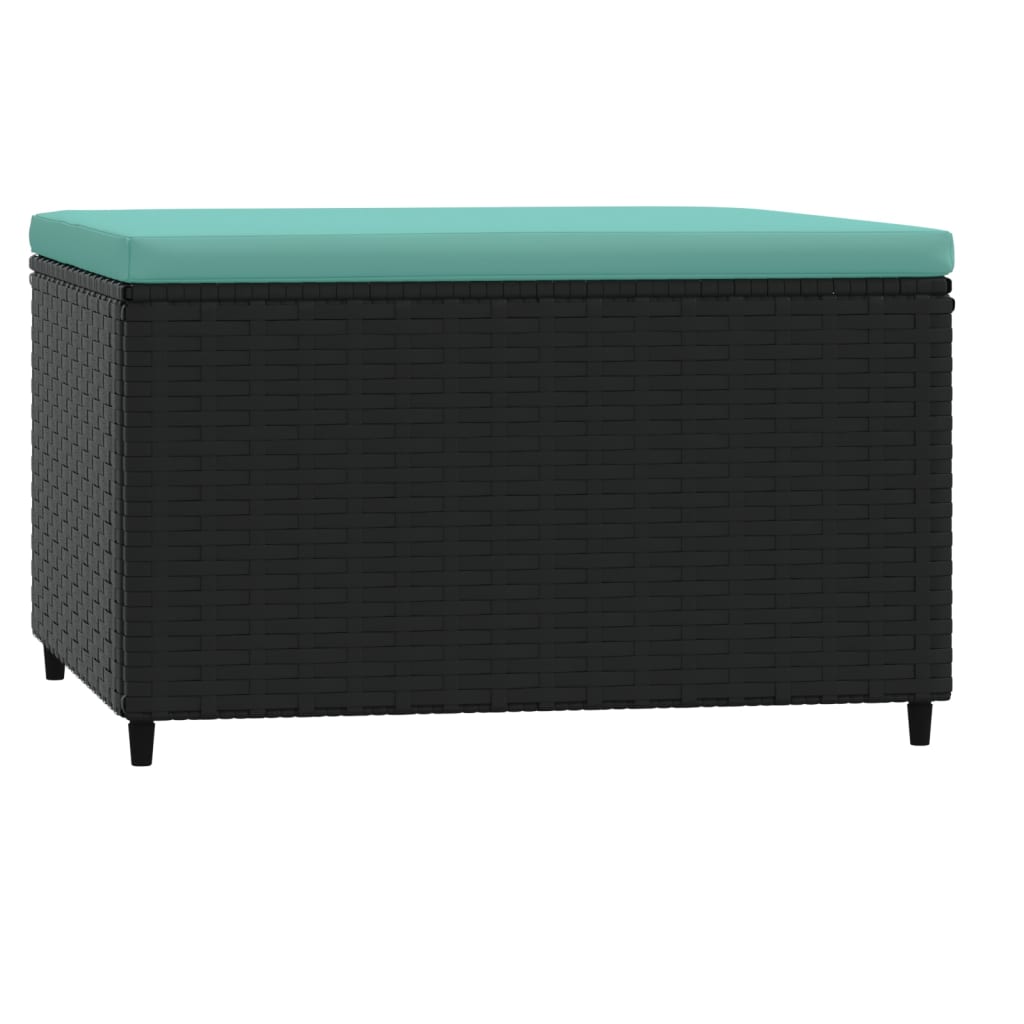 Fekete polyrattan kerti lábtartó párnával 5