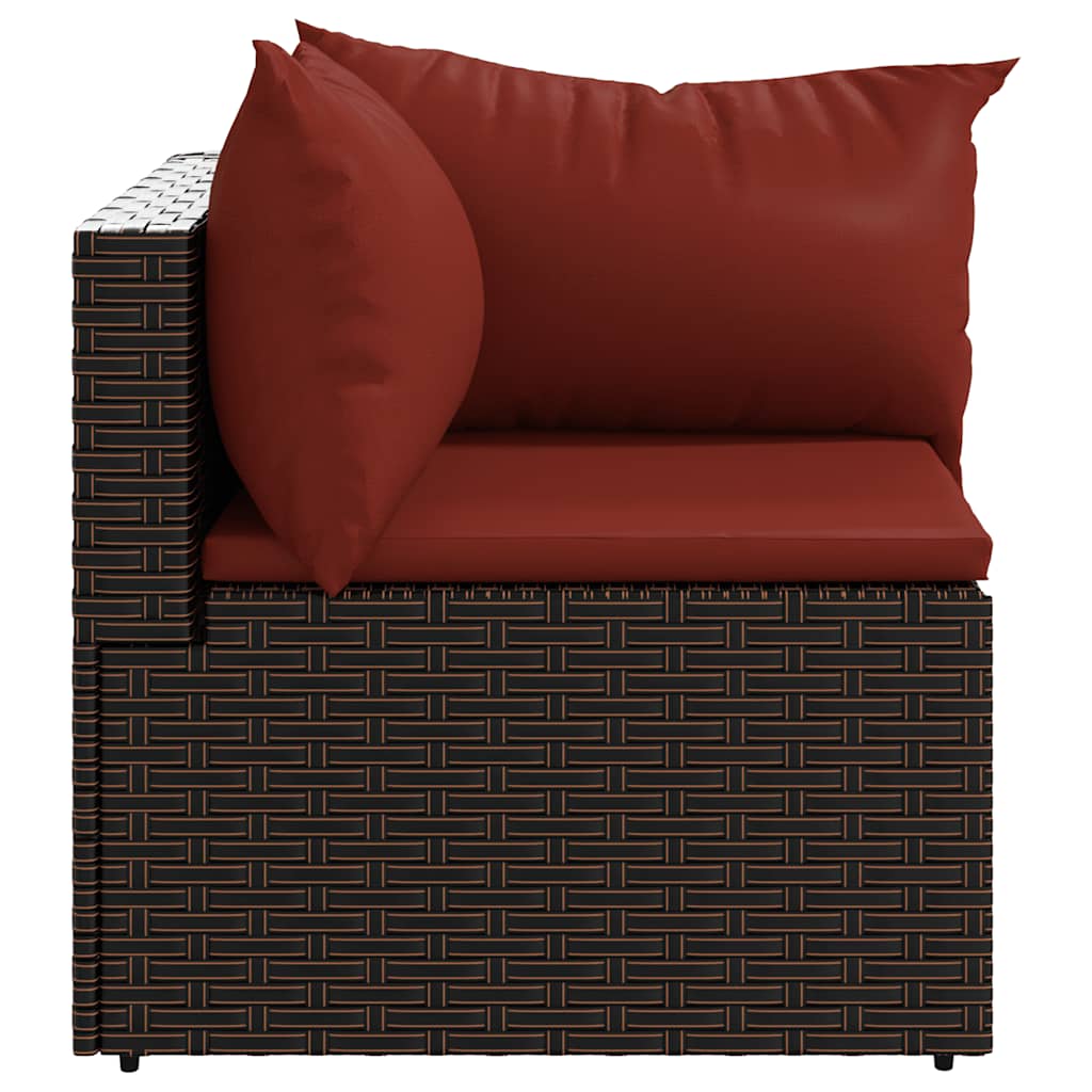 2 db barna polyrattan kerti sarokkanapé párnákkal 4