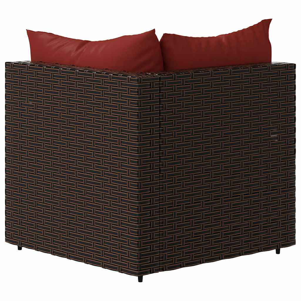 2 db barna polyrattan kerti sarokkanapé párnákkal 6