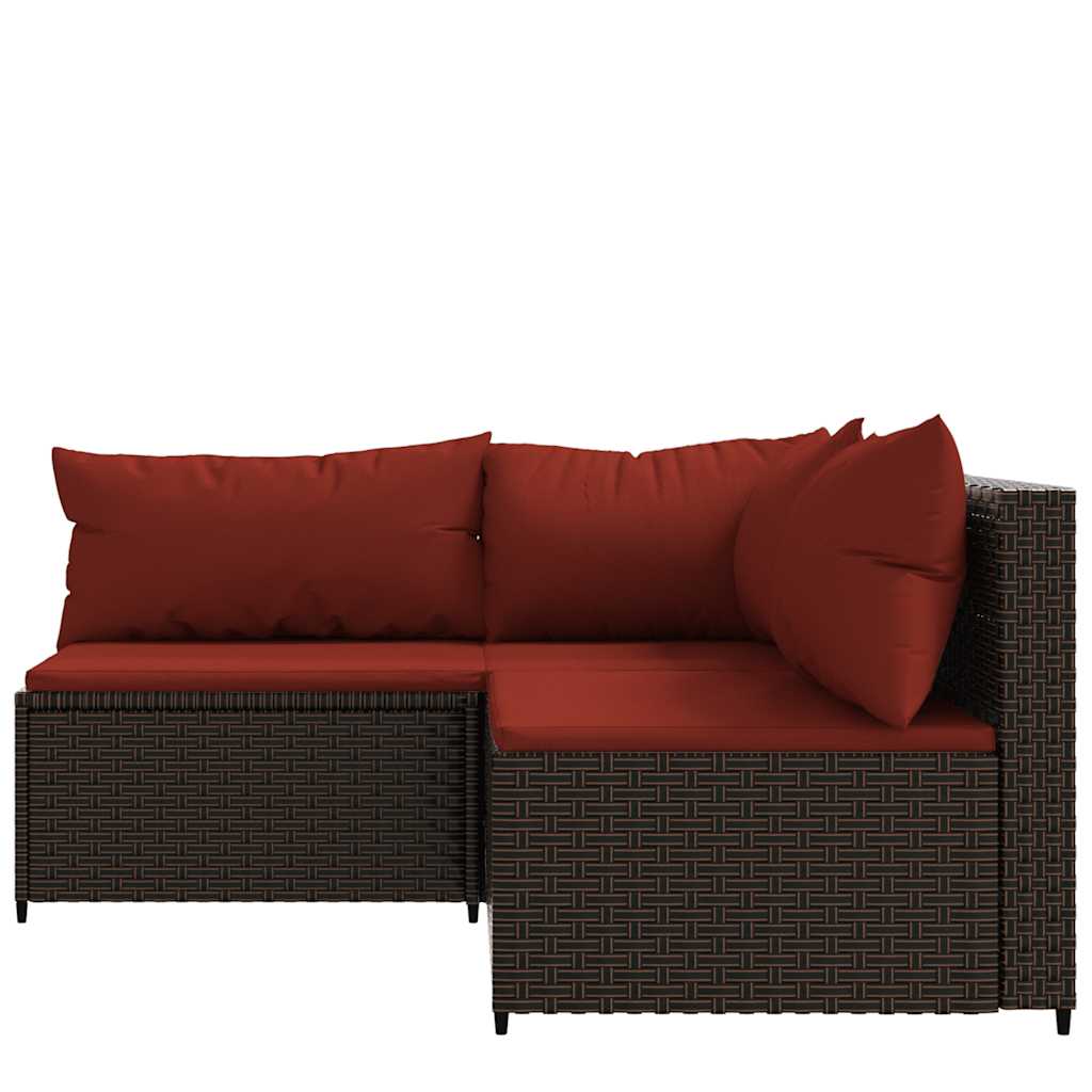 3 részes barna polyrattan kerti ülőgarnitúra párnával 3