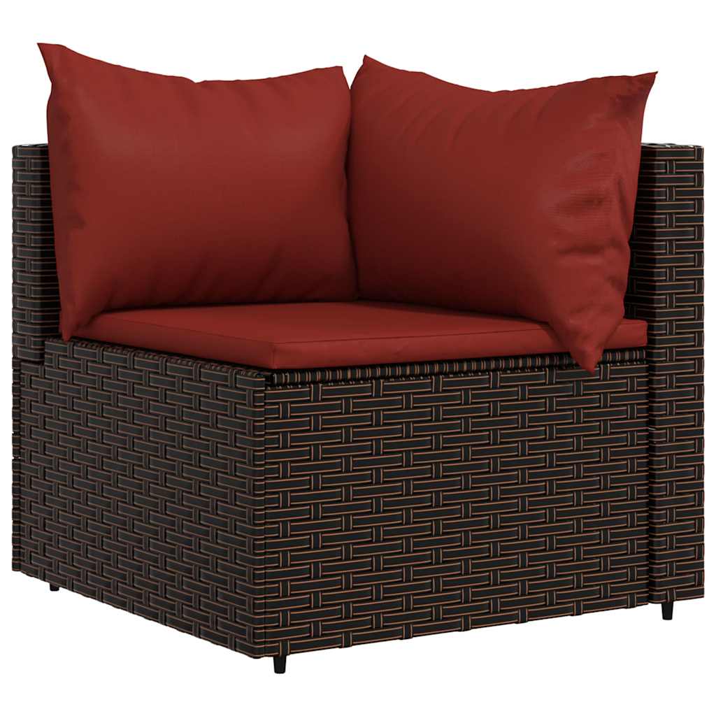 3 részes barna polyrattan kerti ülőgarnitúra párnával 4