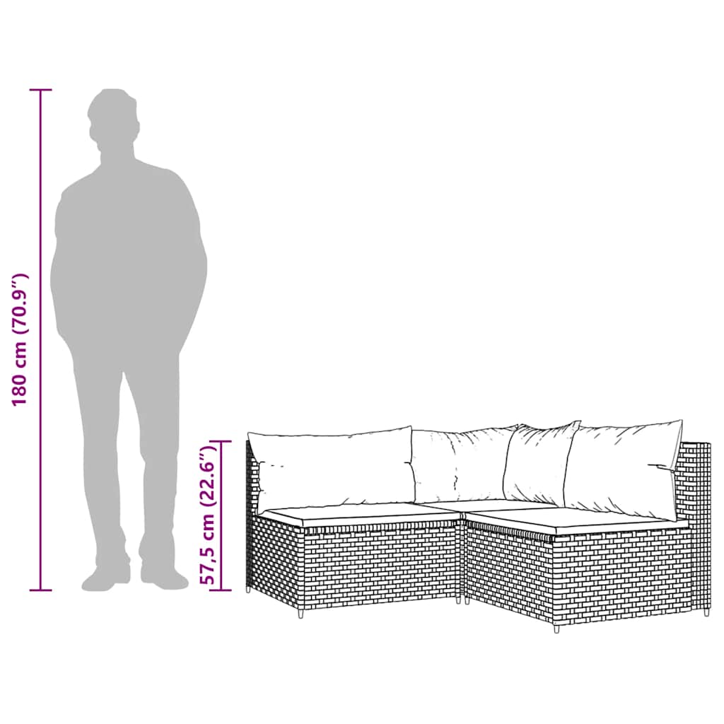 3 részes barna polyrattan kerti ülőgarnitúra párnával 10