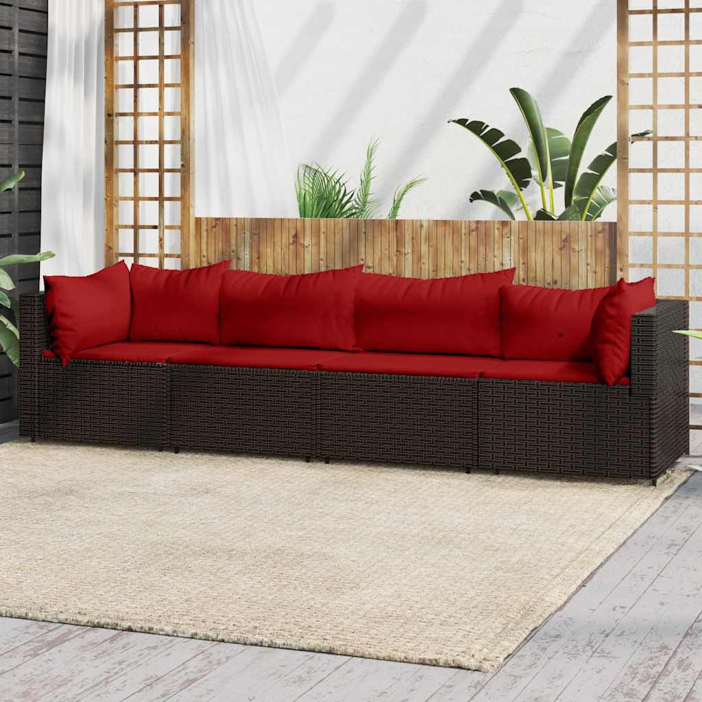 4 részes barna polyrattan kerti ülőgarnitúra párnákkal