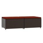 2 db barna polyrattan kerti lábtartó párnával 2