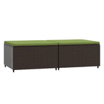 2 db barna polyrattan kerti lábtartó párnával 2