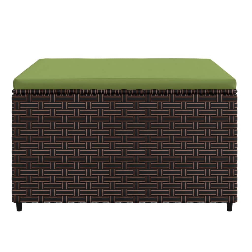 2 db barna polyrattan kerti lábtartó párnával 4