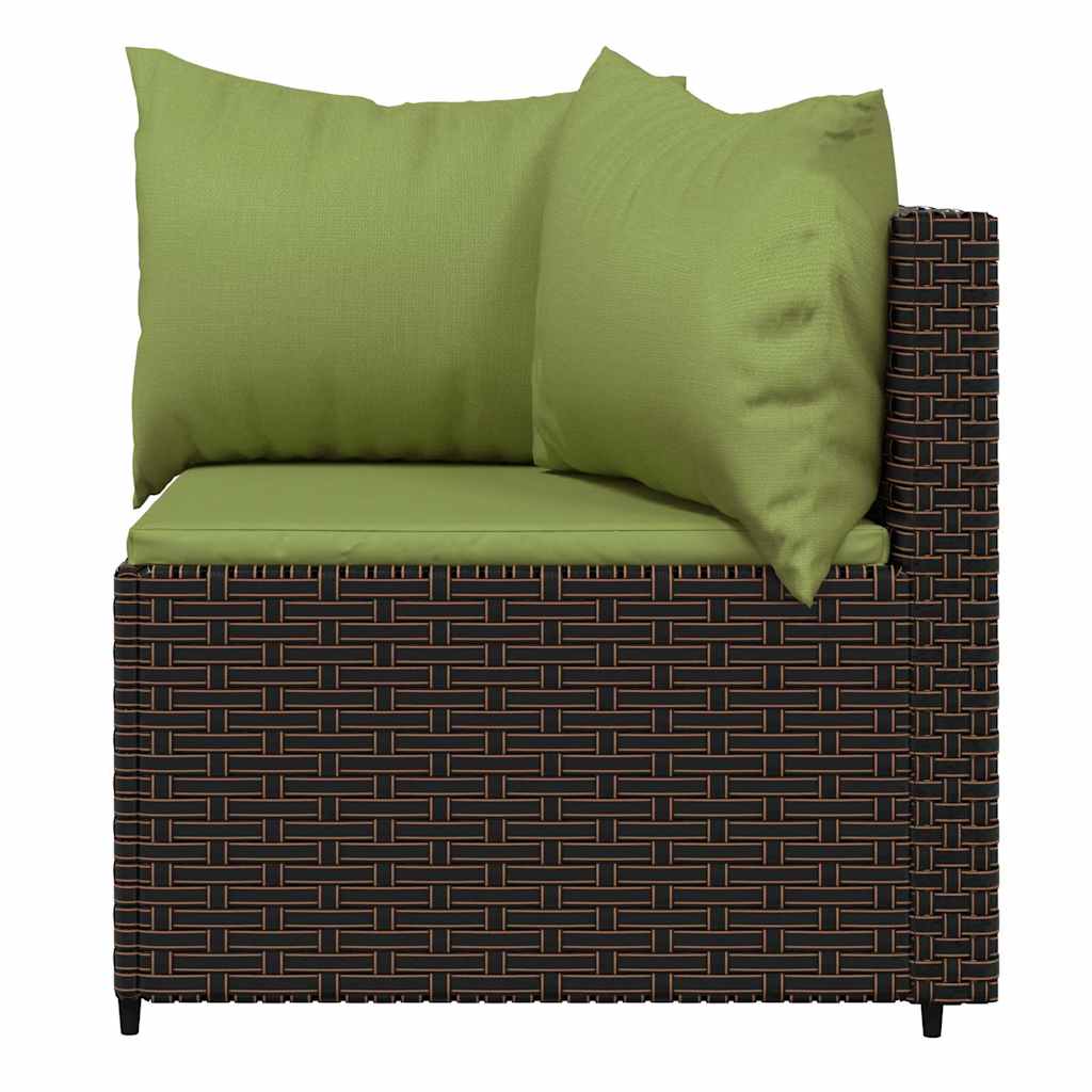 2 db barna polyrattan kerti sarokkanapé párnákkal 4