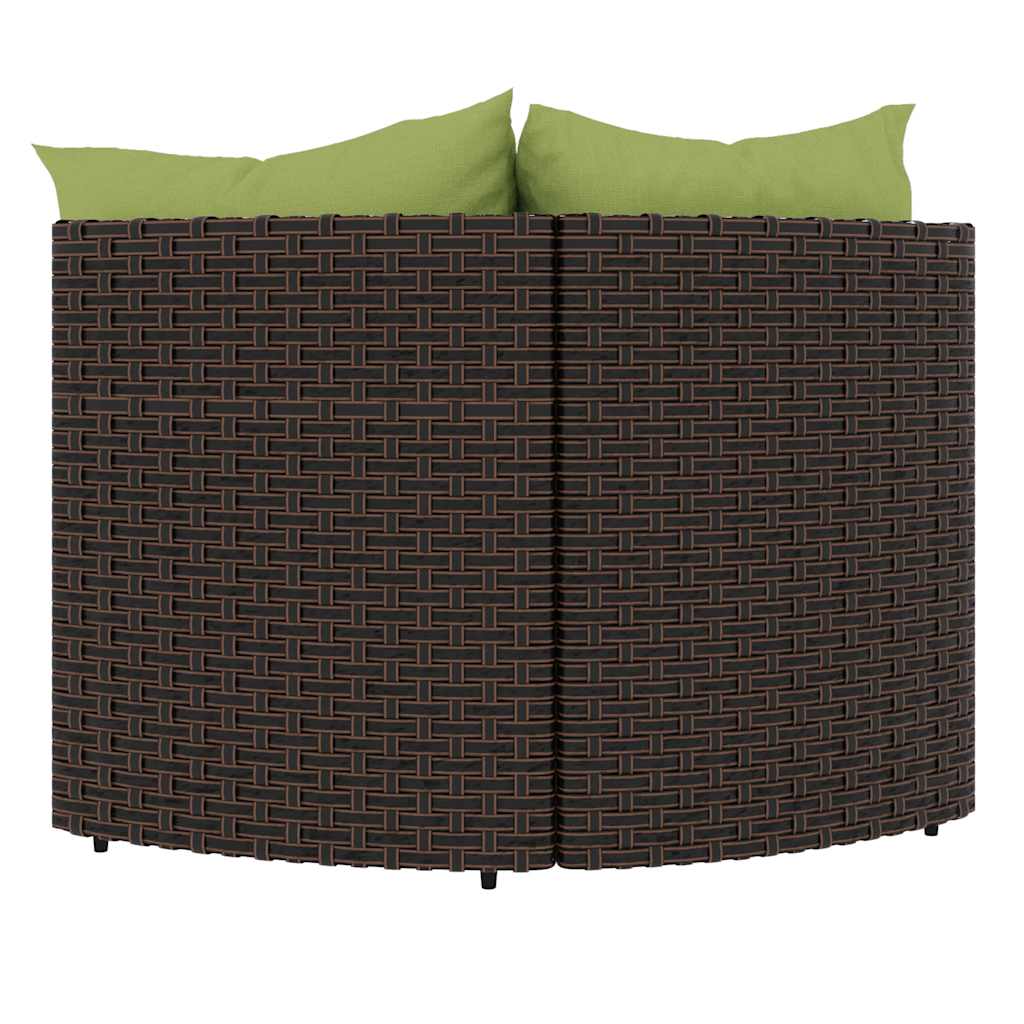 2 db barna polyrattan kerti sarokkanapé párnákkal 6