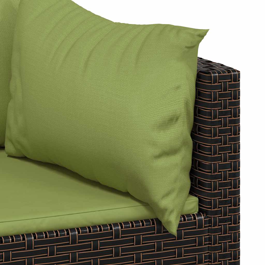 2 db barna polyrattan kerti sarokkanapé párnákkal 7