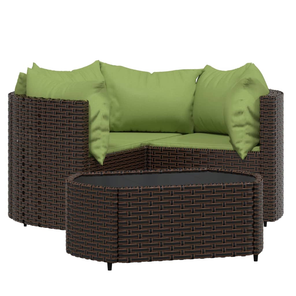 4 részes barna polyrattan kerti ülőgarnitúra párnákkal 2