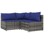 3 részes szürke polyrattan kerti ülőgarnitúra párnákkal 2