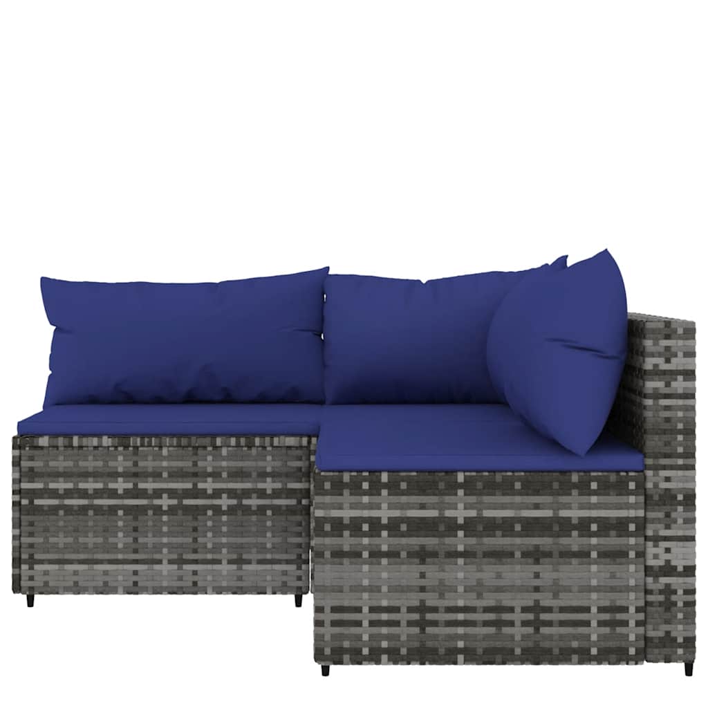 3 részes szürke polyrattan kerti ülőgarnitúra párnákkal 3
