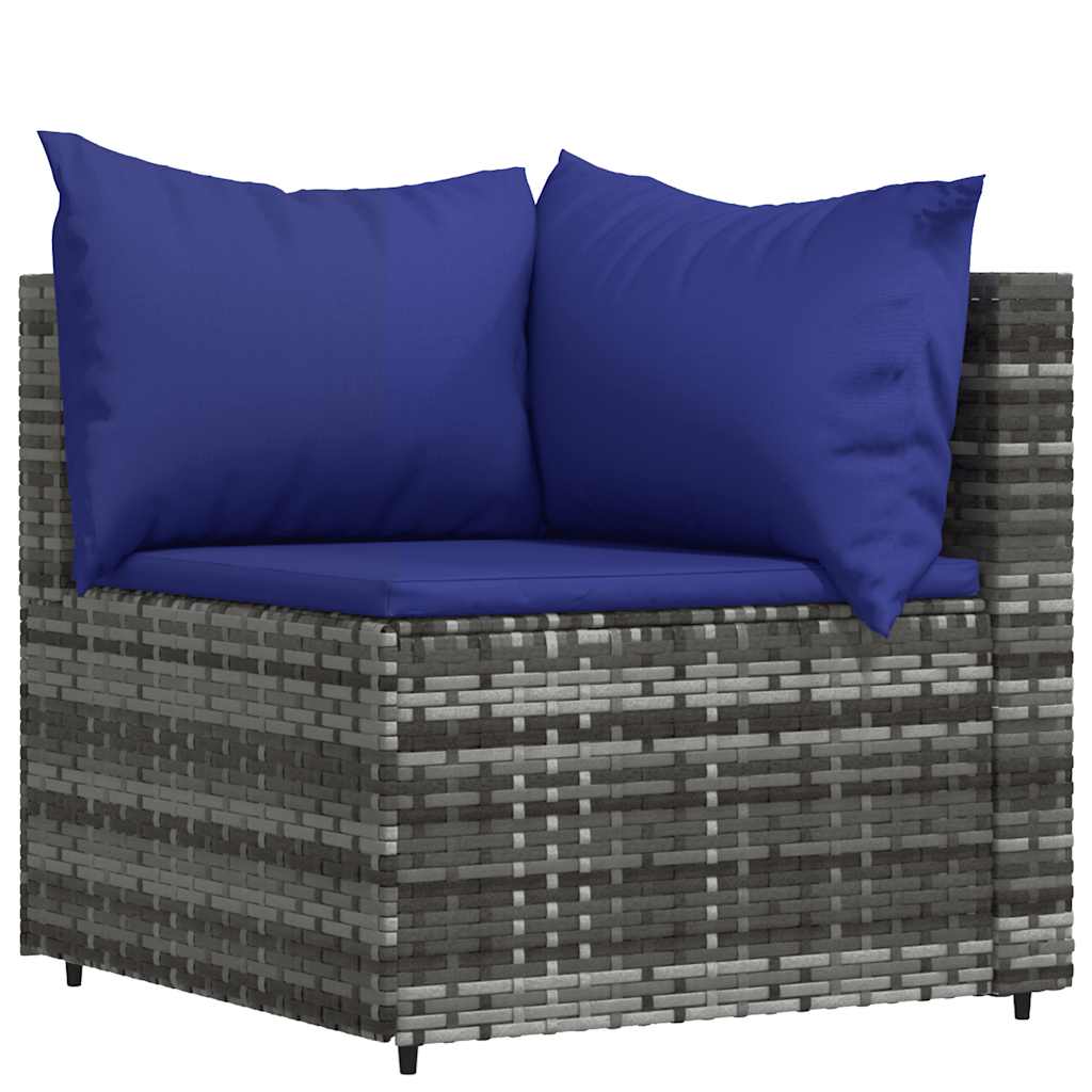 3 részes szürke polyrattan kerti ülőgarnitúra párnákkal 4