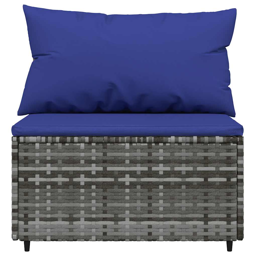3 részes szürke polyrattan kerti ülőgarnitúra párnákkal 6