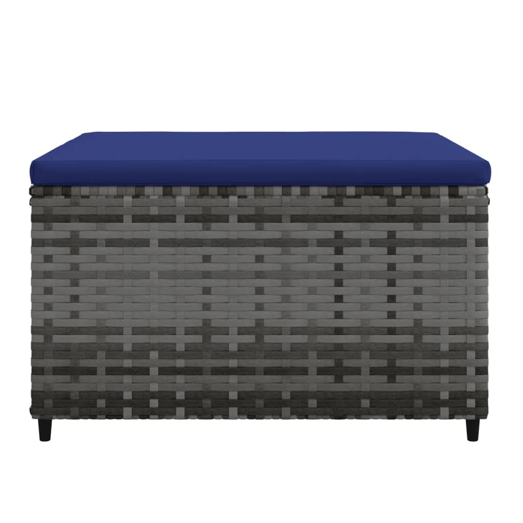 Szürke polyrattan kerti lábtartó párnával 3