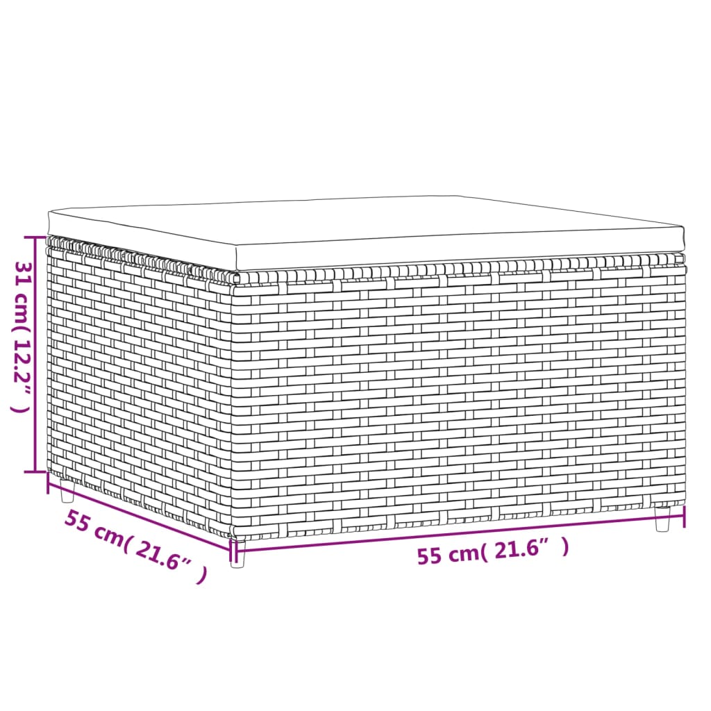 Szürke polyrattan kerti lábtartó párnával 7