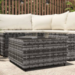 Szürke polyrattan négyzet alakú kerti dohányzóasztal 50x50x30cm