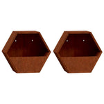 2 db rozsda színű corten acél fali növénytartó 30 x 10 x 25 cm 2