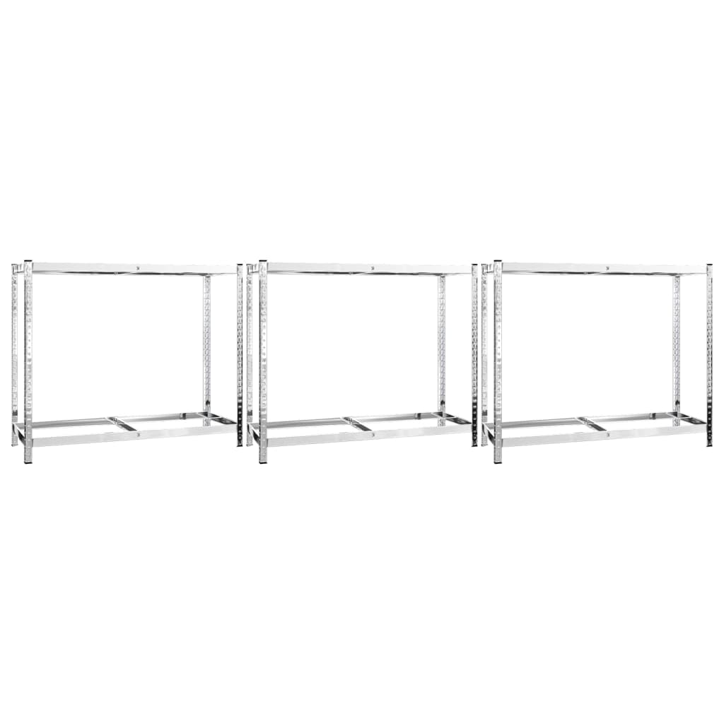 3 db ezüstszínű 2 szintes acél gumiabroncstartó 110x40x110 cm 2