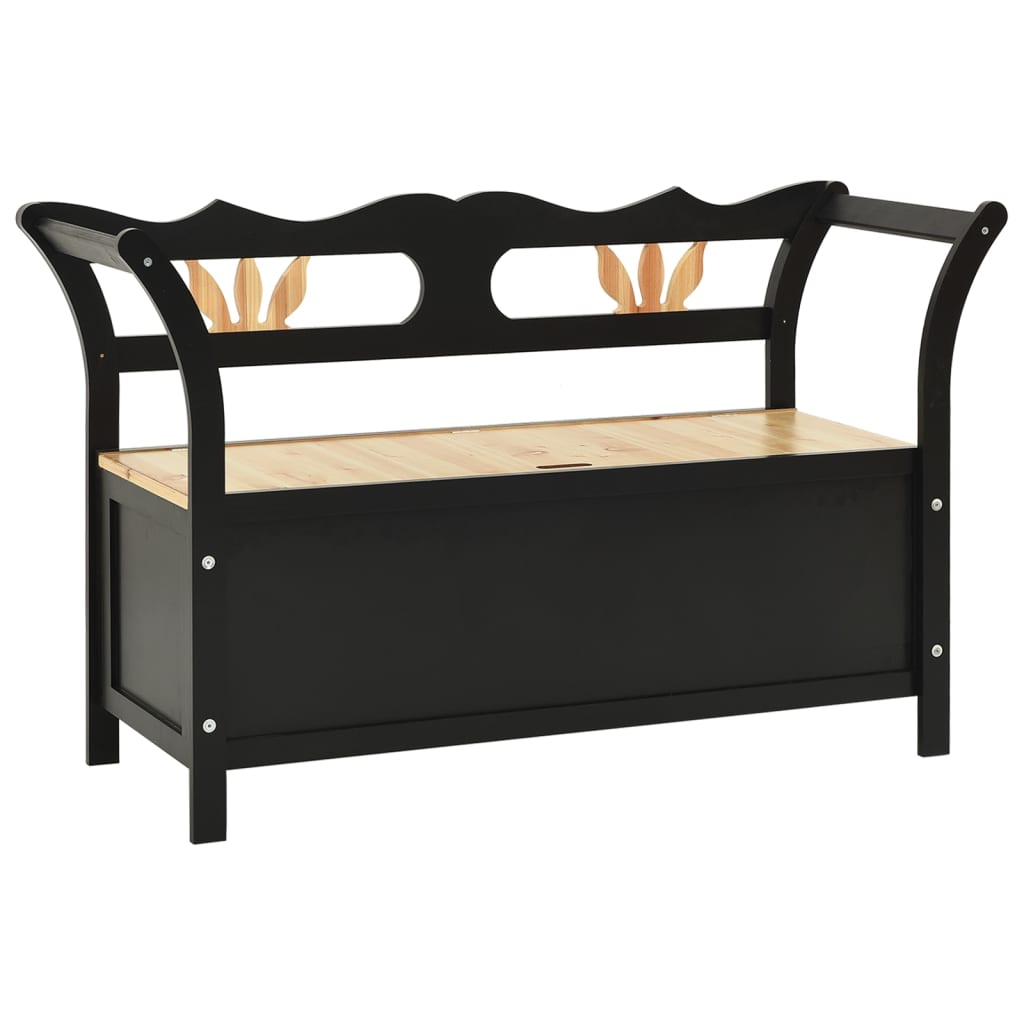 Fekete tömör fenyőfa pad 107 x 45 x 75,5 cm 2