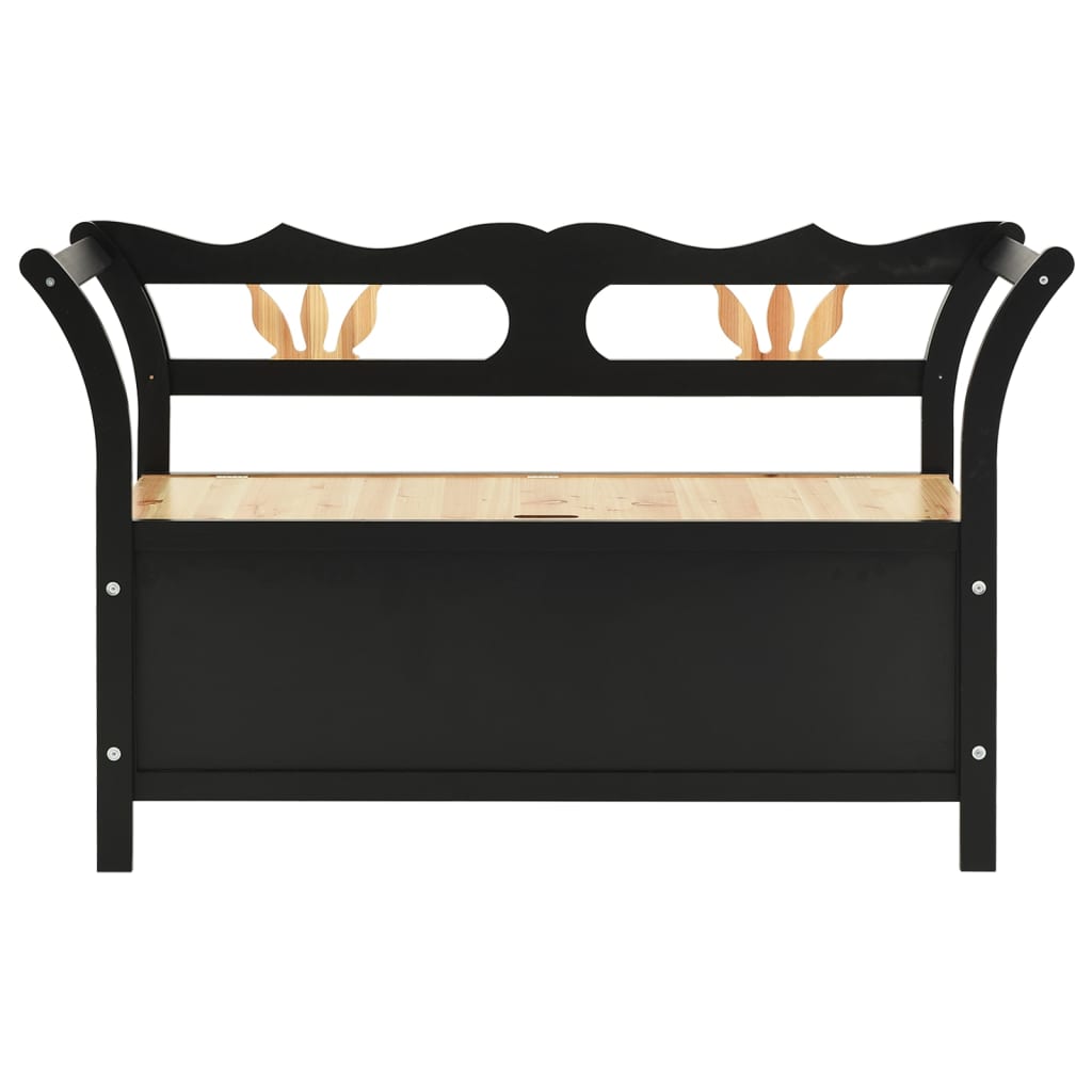 Fekete tömör fenyőfa pad 107 x 45 x 75,5 cm 3