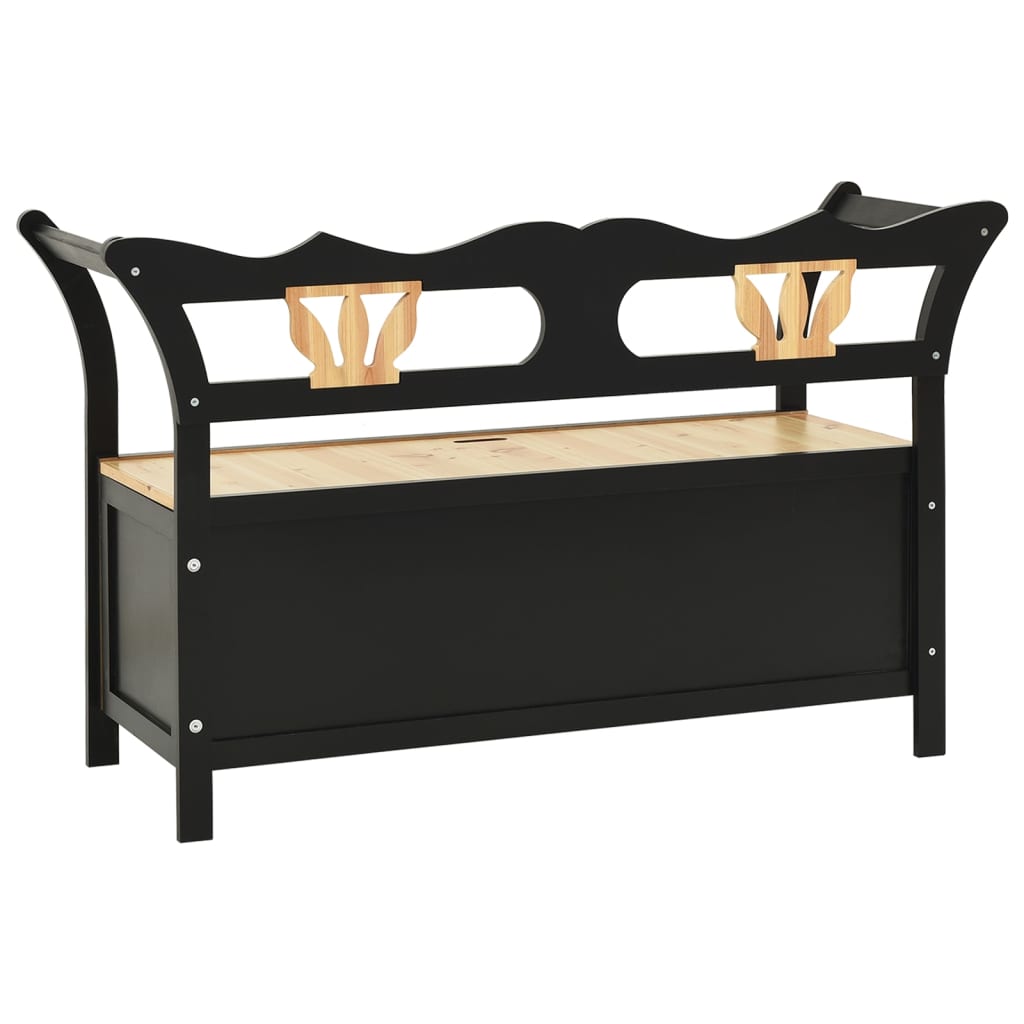 Fekete tömör fenyőfa pad 107 x 45 x 75,5 cm 5
