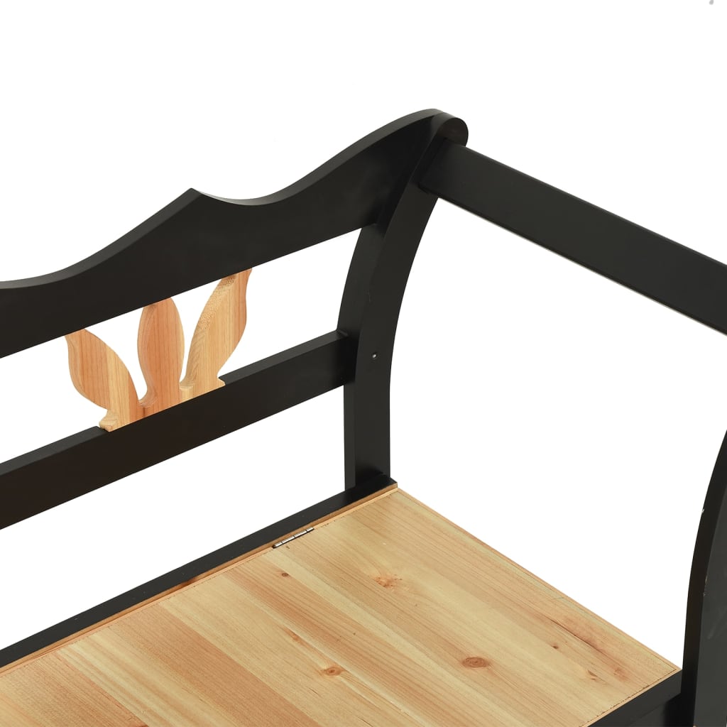 Fekete tömör fenyőfa pad 107 x 45 x 75,5 cm 6